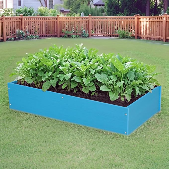HDPE Raised Garden Bed 47.24 * 24.4 * 9.65 in,Vegetable Planter Bed Outdoor,Elevated Horticulture Planter Bed,Waterproof,Rot-Resistant and Non-Cracking Above Ground Garden Bed(Pacific Blue)