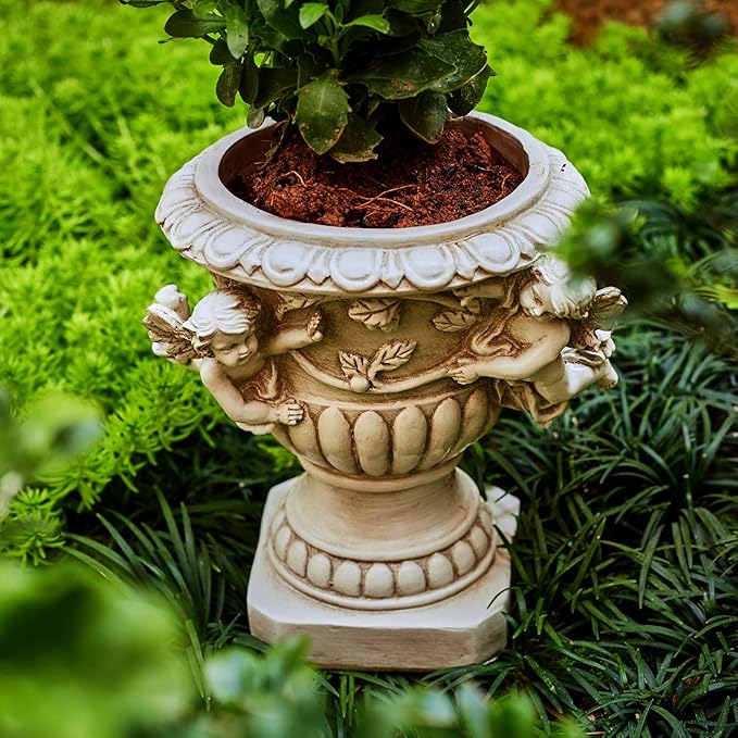 Cherub Angel Planters, Cherub Planter Flower Pots with Drain Hole for All House Plants, Patio Yard Decor, Polyresin, 8.46" H