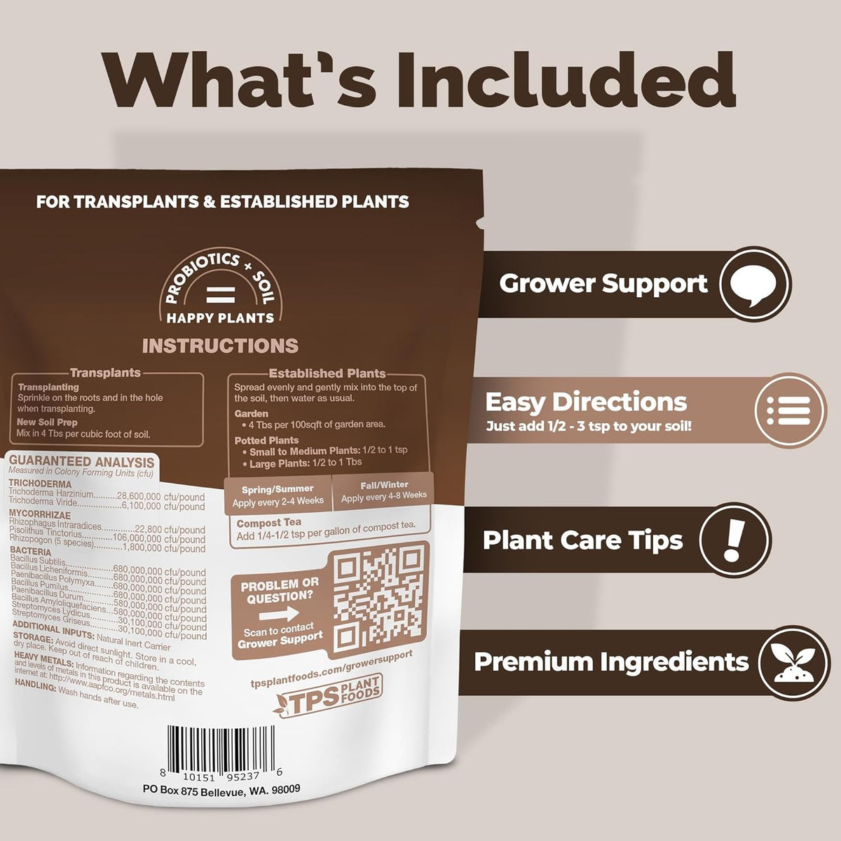 TPS NUTRIENTS Root Booster for Plants, Soil Probiotics Including Bacteria, Mycos, and Trichoderma for Transplanting and Established Plants (6 Ounces)