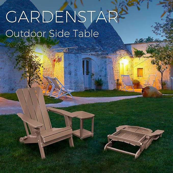 Adirondack Square Outdoor Side Table,2-Tier Storage Patio Side Table, HDPE End Tables for Backyard Pool Porch Garden Lawn(Teak)