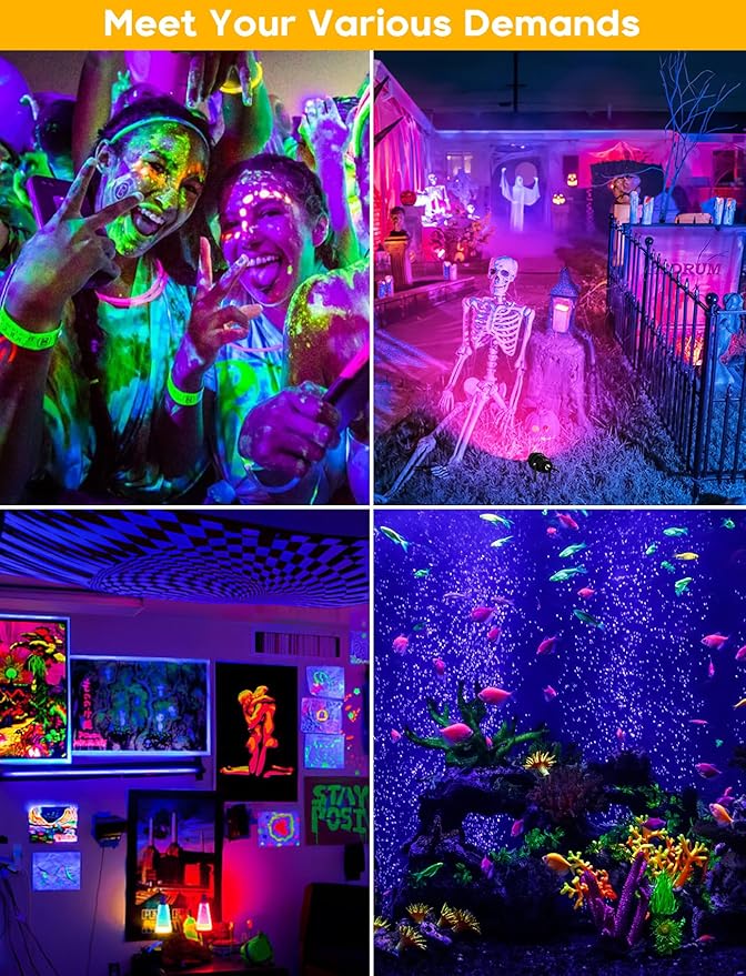 Christmas Spotlight Outdoor Black Light Spotlight, 12W Purple Spot Lights Waterproof Landscape Light Plug in Black Lights for Glow Party Fence Christmas Decorations Yard Garden Stage Decor, 1 Pack