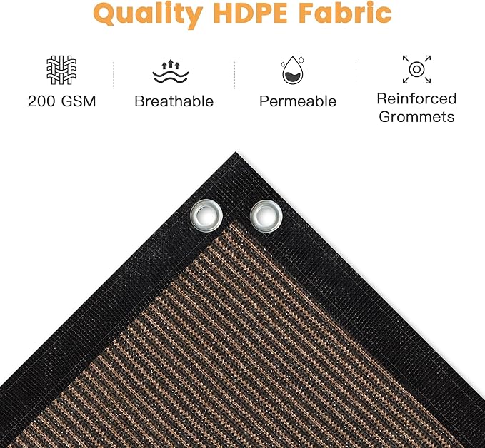 VICLLAX Shade Fabric Sun Shade Cloth with Every 2 FT Grommets for Patio Garden Pergola Cover Canopy 14x21 FT, Mocha