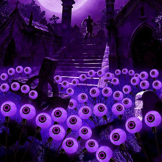 Aogist Halloween Decorations Eyeball Swaying Firefly Light Bright Long Standby Time Waterproof Outdoor Lights for Beautiful Spaces Garden Yard Lawn Pathway Porch Party Decor (Purple, 4 Pack-24 LEDs)