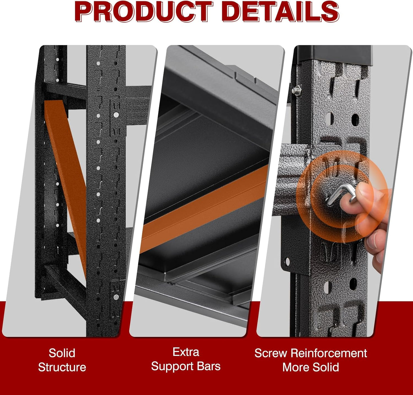 9000LBS Metal Steel Storage Shelves - 75" W Black 4 Tier Heavy Duty Rack Commercial Industrial Shelving with Adjustable Shelf for Basement Garage Warehouse - 75" W x 24" D x 70" H