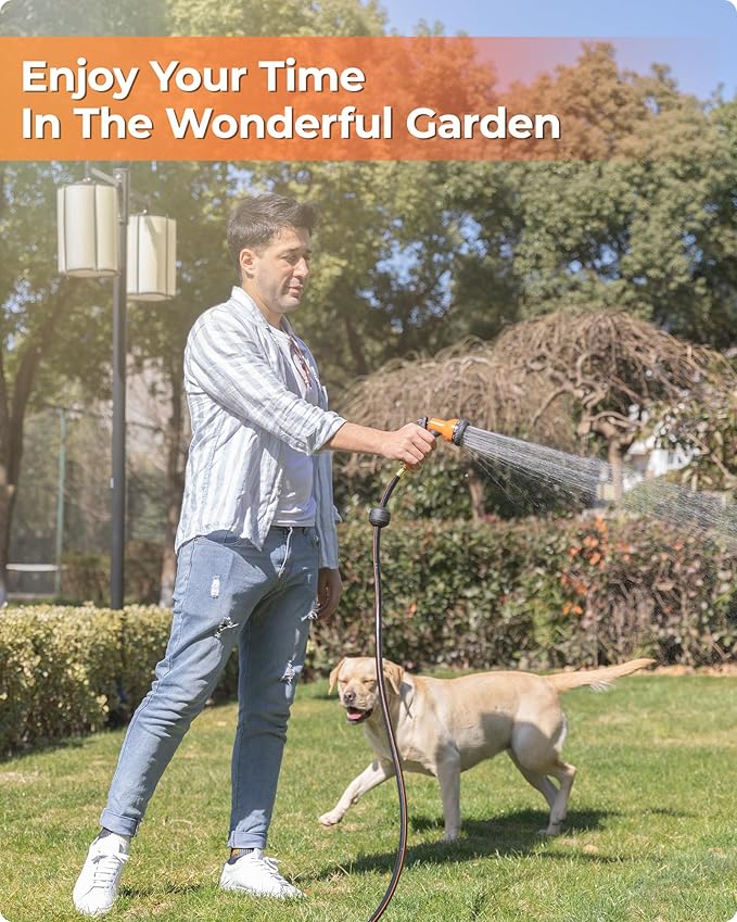 Ayleid Retractable Garden Hose Reel,1/2 in x 130 ft Wall Mounted Hose Reel, with 9- Function Sprayer Nozzle, Any Length Lock/Slow Return System/Wall Mounted/180°Swivel Bracket (Black)