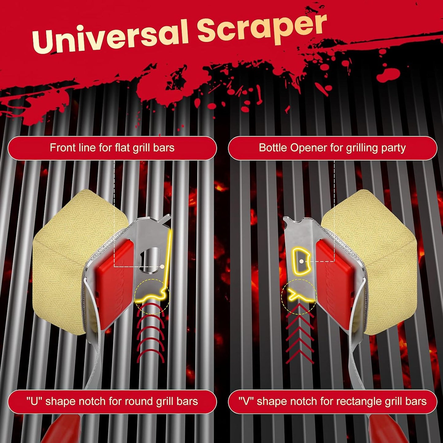 Grill Brush Bristle Free + 5 Replaceable Pads, Steam Grill Brush for Outdoor Grill, BBQ Grill Brush and Scraper for Cast Iron/Stainless Steel Grates, Safe Grill Cleaner Brush, Gift for Men Dad