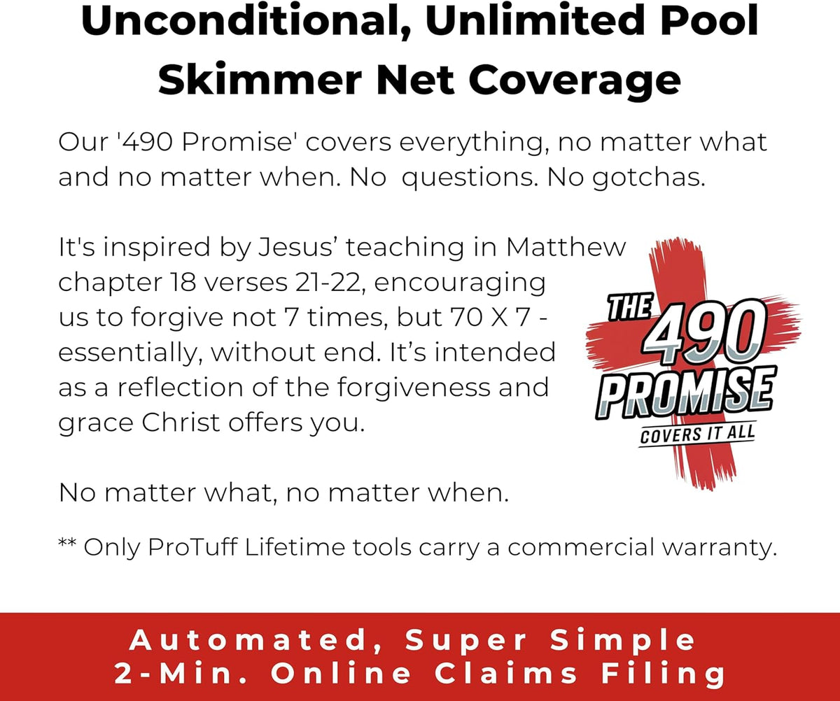 ProTuff Flat Pool Skimmer Net – 2 Year Unconditional Free Replacement – Heavy-Duty Flat Net, Fine Mesh for Leaves, Silt & Pollen – Strong Aluminum Frame, Fits Standard Telescoping Pole