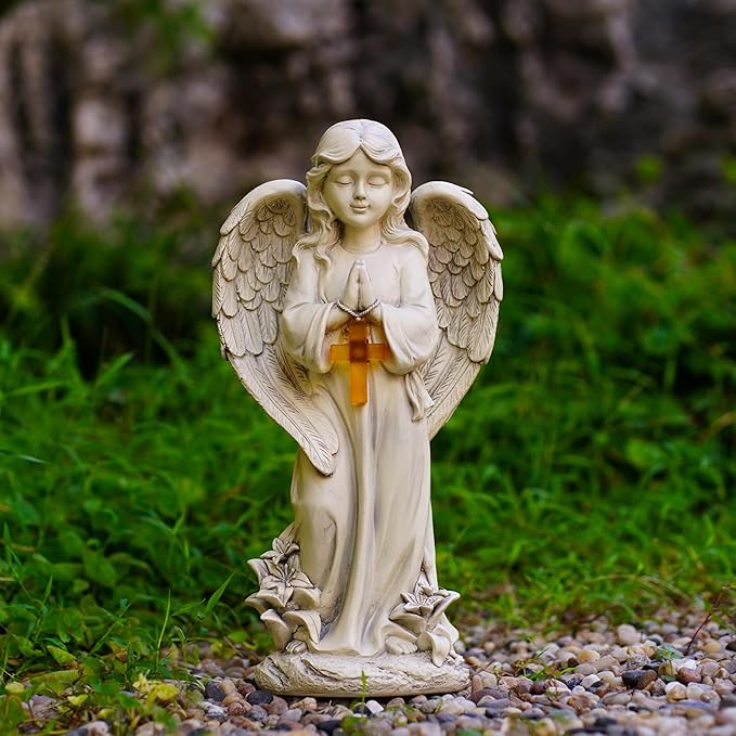 Angel Solar Garden Statues: Cemetery Decorations for Grave Praying Angel Figurines for Outdoor Lawn Yard Patio Decor Memorial Gifts for Women