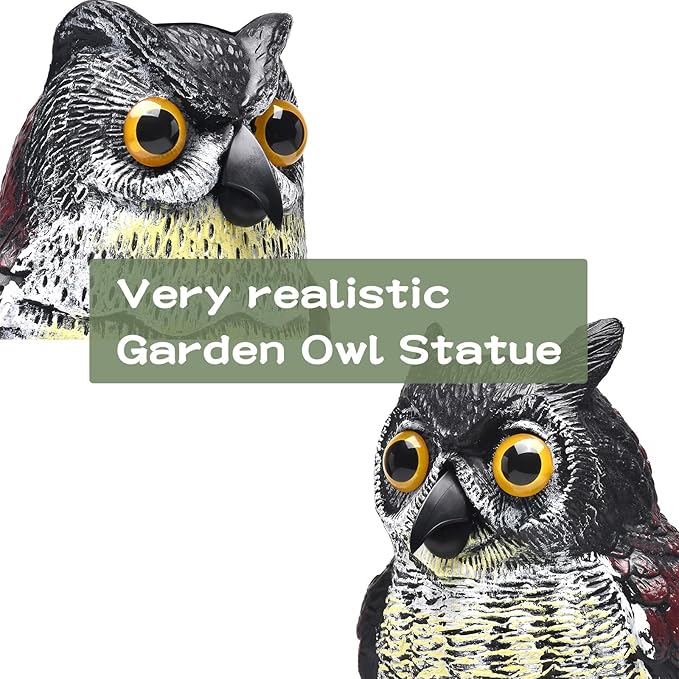 2 Packs Fake Plastic Owl Statue, Multicolor Garden Owl Statue, Plastic Statue for House, Garden, Pool, Yard.