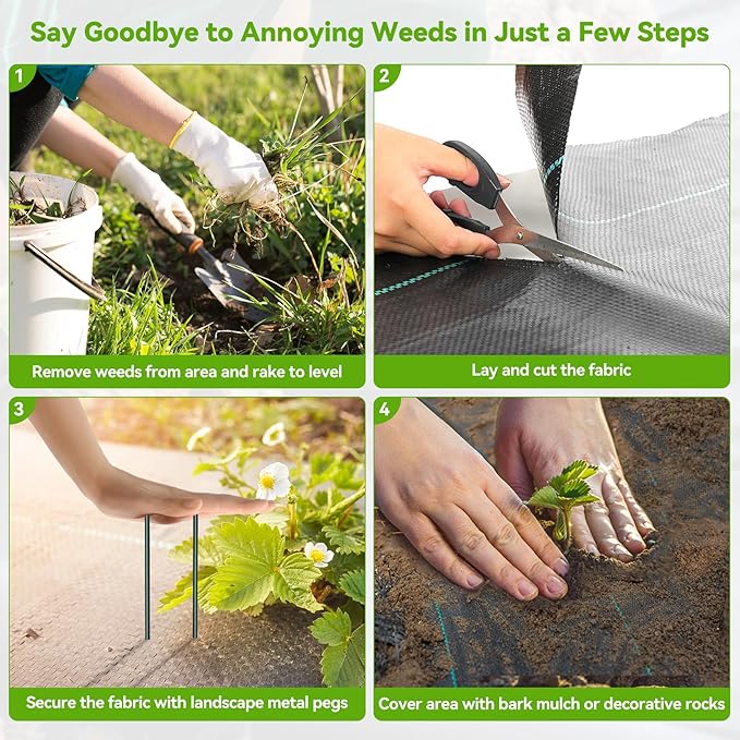 3ftx100ft Weed Barrier Landscape 3.2oz Fabric Heavy Duty, Woven Weed Control Cloth, Woven Geotextile Fabric for Underlayment, Gardening Ground, Commercial Driveway Weed Block Cover Mat