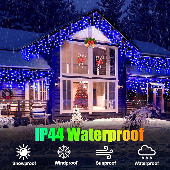98FT 900LED F8 Upgraded Christmas Lights Decorations - 8 Modes Waterproof Outdoor Fairy String Lights With Memory and Timer - Plug-in for Holiday, Party, Wedding, Home, Roof
