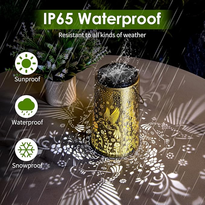 Hummingbird Outdoor Solar Lights for Yard, Hanging Solar Lanterns Outdoor Waterproof, Garden Decor Christmas Gifts for Mom Women Grandma, Hanging Decoration Outside for Yard, Patio, Porch, Lawn
