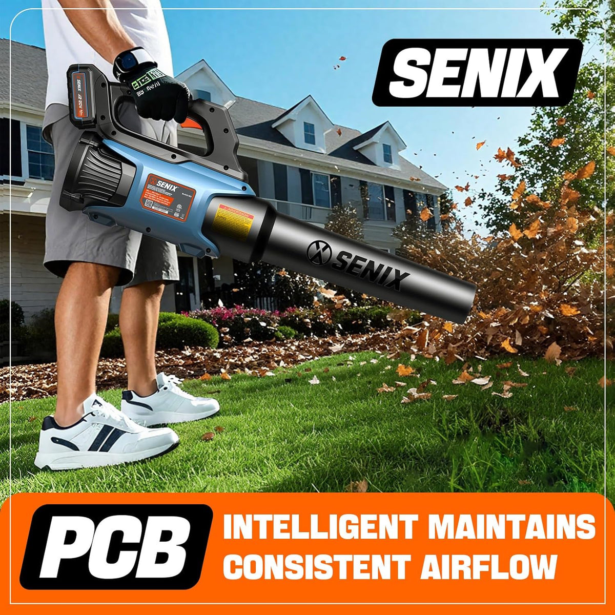 SENIX 20V Max Leaf Blower, Cordless, Brushless, Handheld, Up to 450 CFM and 100 MPH, 2 Speed Mode, Cruise Control, Lightweight, Tool Only, Battery and Charger Not Included(BLAX2-M3-0)