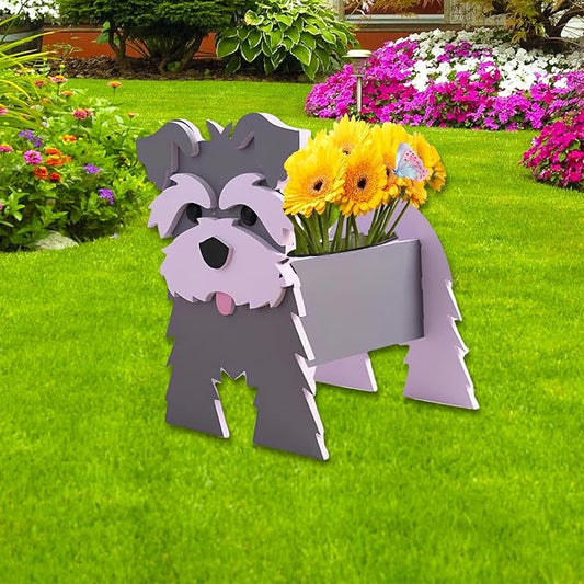 Gray Schnauzers Dog Planter Plant Pots,Cute Garden Dog Flower Planter,Dog Planters Birthday Gifts for Women,Office,Indoor/Outdoor Decor （9.45 * 9.06 * 11.81in）