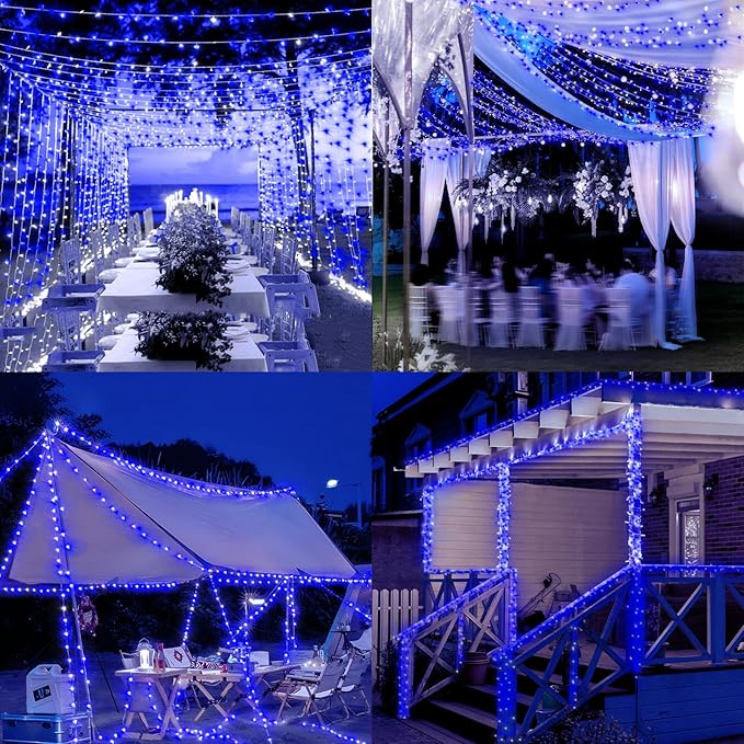 Heceltt 360 LED 118 FT String Lights Outdoor, 8 Modes Easter Lights Plug in, IP44 Waterproof Led String Lights with Timer and Memory for Easter Yard Party Garden Decorations (Blue)
