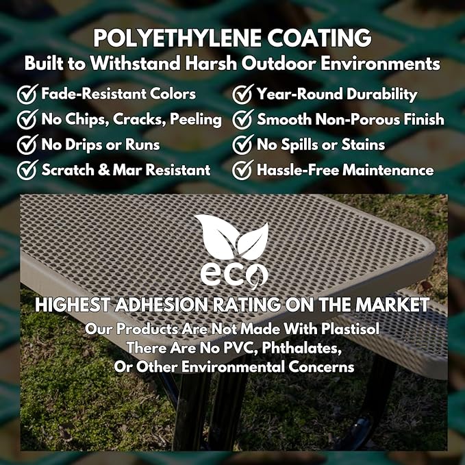 Heavy-Duty Portable Outdoor Picnic Table, Thermoplastic Coated Expanded Metal Commercial-Grade Patio Dining Furniture Made in America (6ft Rectangular, Textured Copper)