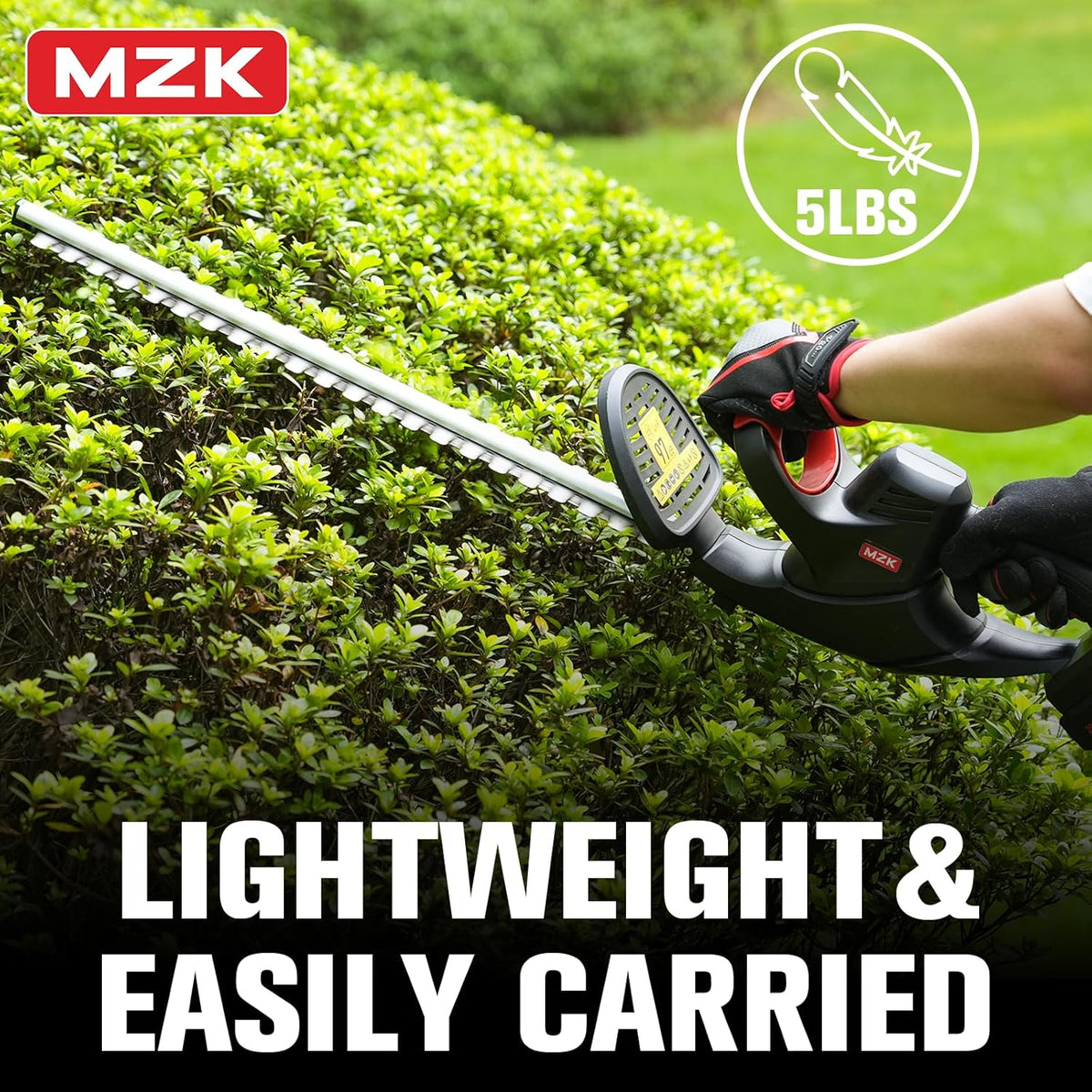MZK 22'' Cordless Hedge Trimmer, 20V Bush Trimmer, Handheld Hedge Cutter, Grass Shrub Trimmer, Lightweight & Compact Trimmer(Battery & Charger Included)