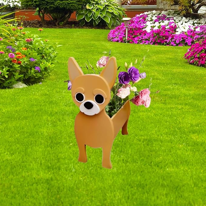 Chihuahua Dog Planter Plant Pots,Cute Garden Dog Flower Planter,Dog Planters Birthday Gifts for Women,Office,Indoor/Outdoor Decor(9.45 * 5.91 * 13.46in)