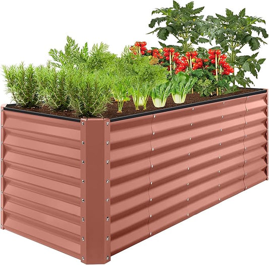 Best Choice Products 8x2x2ft Outdoor Metal Raised Garden Bed, Rectangular Deep Root Planter Box for Vegetables, Flowers, Herbs, and Succulents w/ 239 Gallon Capacity - Terracotta