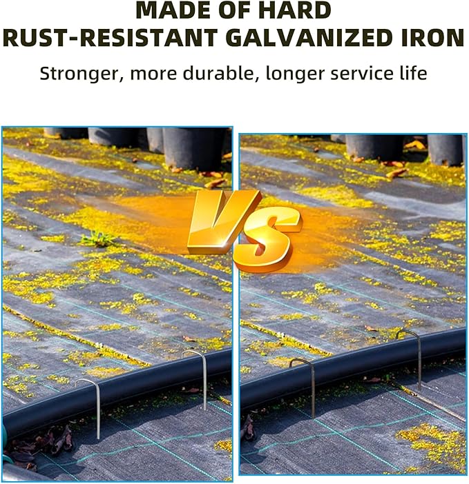 24 Pack Sturdy Garden Landscape Staples, 6 Inch Galvanized Steel Sod Pins Anti-Rust Stakes for Weed Barrier, Christmas Decorations and Landscaping Fabric.