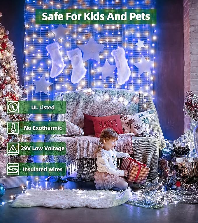 750 LED 246FT Christmas Lights Outdoor, Super Long Waterproof Christmas String Lights with 8 Modes, Christmas Tree Lights with Timer Memory for Fence Garden Xmas Wedding Party Decor Blue & Cool White