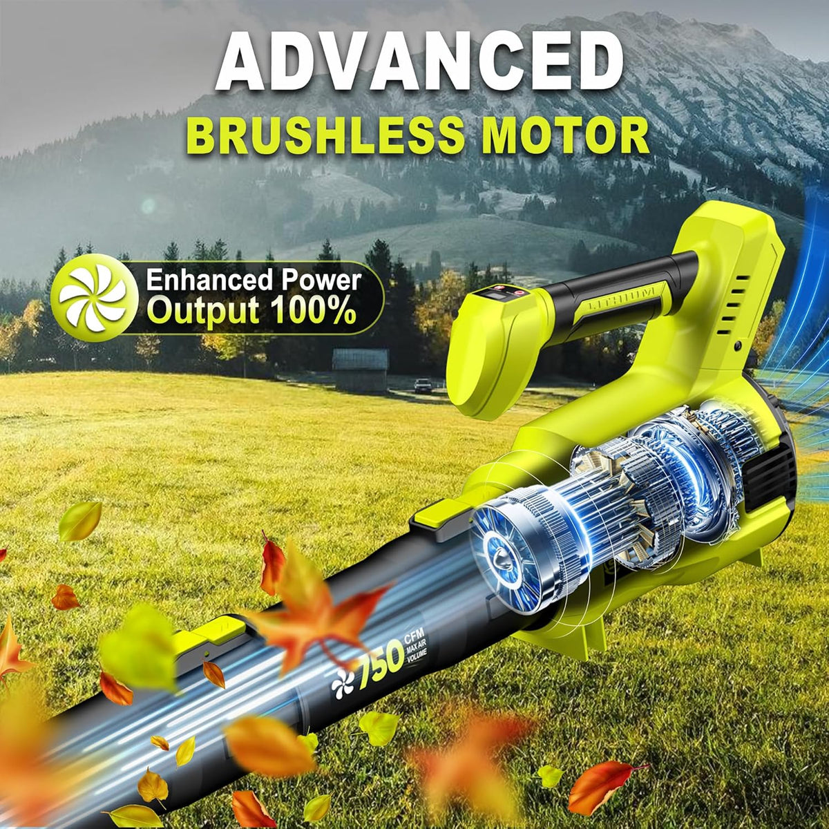 SILVEL Cordless Leaf Blower with 2x6.0Ah Battery and Quick Charger, 750CFM (250MPH) High Power Turbo Leaf Blowers with LCD Screen/Variable Speeds for Lawn Care, Patio, Dust, Blowing Leaves