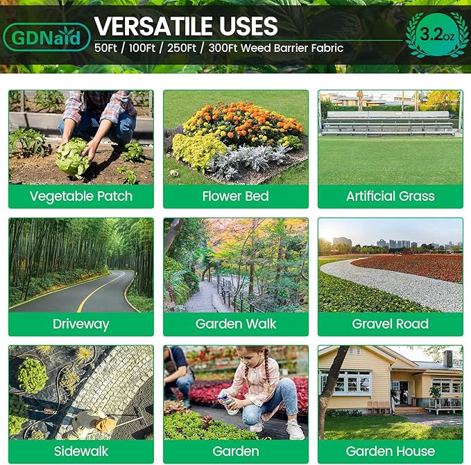 4ftx100ft Weed Barrier Landscape Fabric Heavy Duty, 3.2oz Weed Barrier Fabric, Easy Setup Woven Garden Weed Fabric Landscaping Fabric