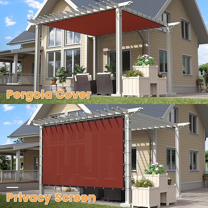 VICLLAX Shade Fabric Sun Shade Cloth with Every 2 FT Grommets for Patio Garden Pergola Cover Canopy 13x16 FT, Rust Red
