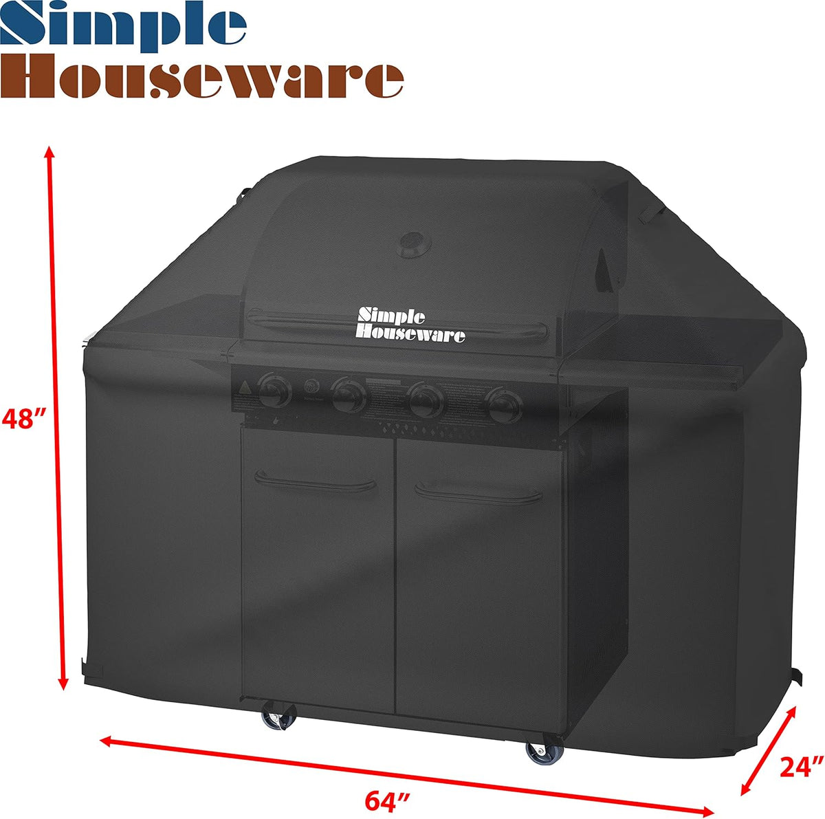 Simple Houseware 64 in. Waterproof Heavy Duty Gas BBQ Grill Cover, Weather-Resistant Polyester