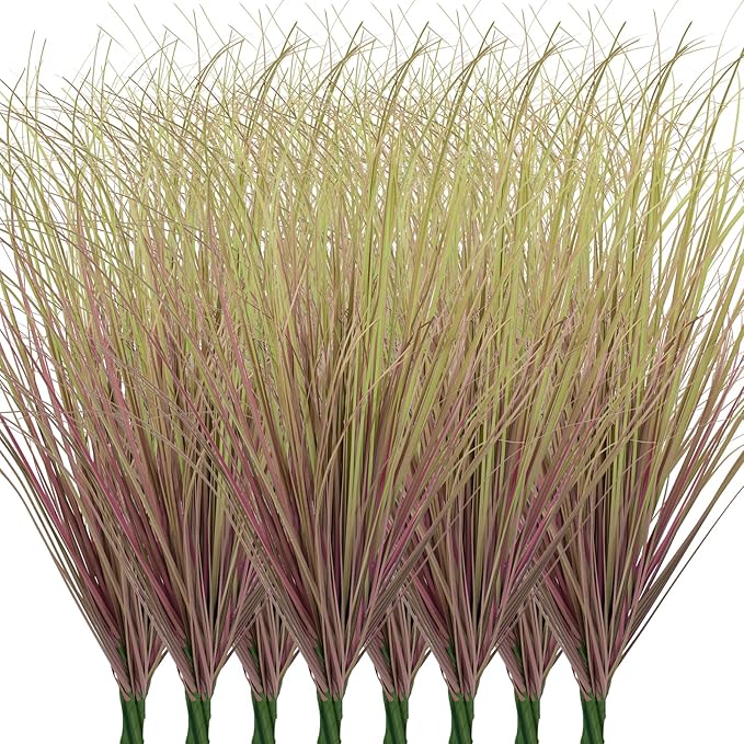 24Pcs Artificial Grass Plants, Faux Shrubs Wheat Grass, Artificial Tall Grass Fake Plants for Outdoor Decor,Artificial Greenery Stems Weed for Room Indoor Home Decor（Light Purple）