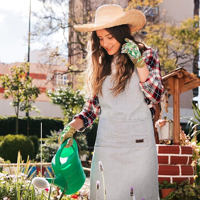 HLDD HANDLANDY Work Gloves for Women and Ladies, Leather Gardening Gloves Flexible Mechanic Working Gloves