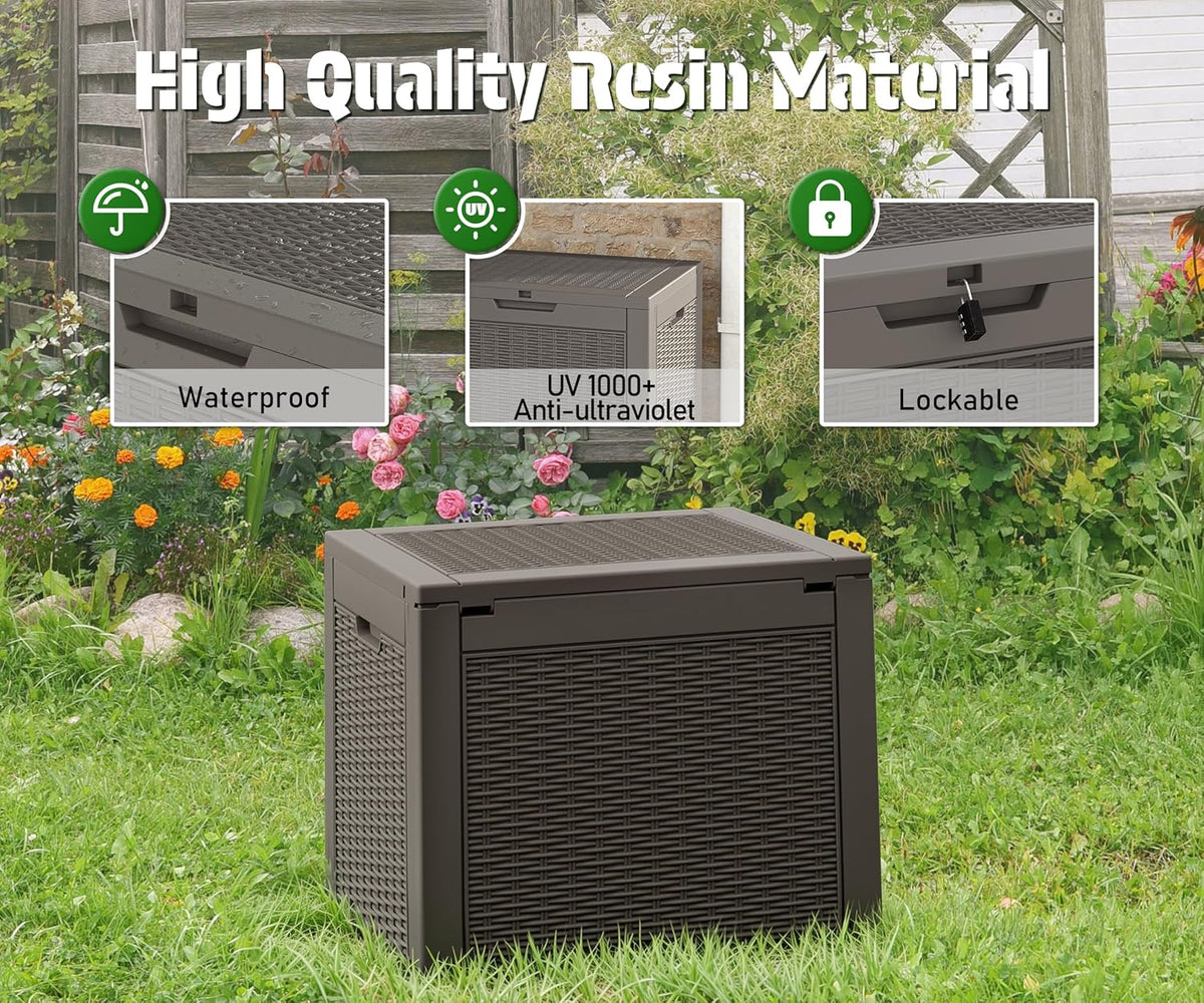 KAMABOKO 31 Gallon Outdoor Storage Box 2 Pack All-Weather Deck Box for Patio Furniture, Package Deliveries, Garden Tools, Pool Supplies & Cushions, Grey