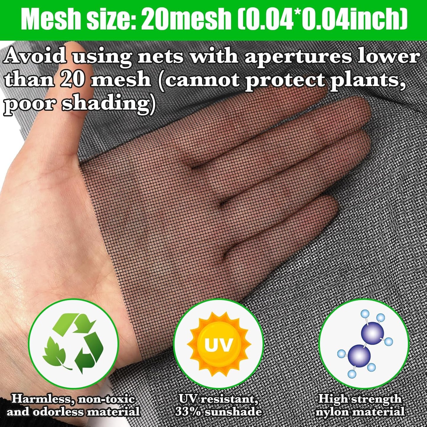 9.8 x 16.4ft Thicker Garden Mesh Netting,Ultra Fine Plant Row Covers,PPT Nano Mosquito Netting Screen Bird Barrier Net for Outdoor Vegetable Plants Fruits Flowers,Patios Balconies,33% Shading Rate