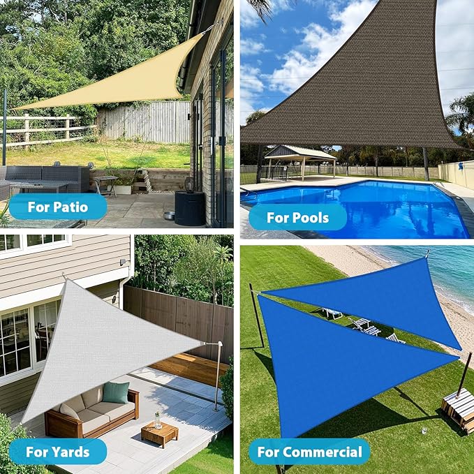 Amagenix Sun Shade Sail 8'X8'X8'Curved Edge Outdoor Shade Canopy Mixed Turquoise Breathable 95% UV Block Shade Cloth for Patio Garden Backyard (We Make Custom Size)