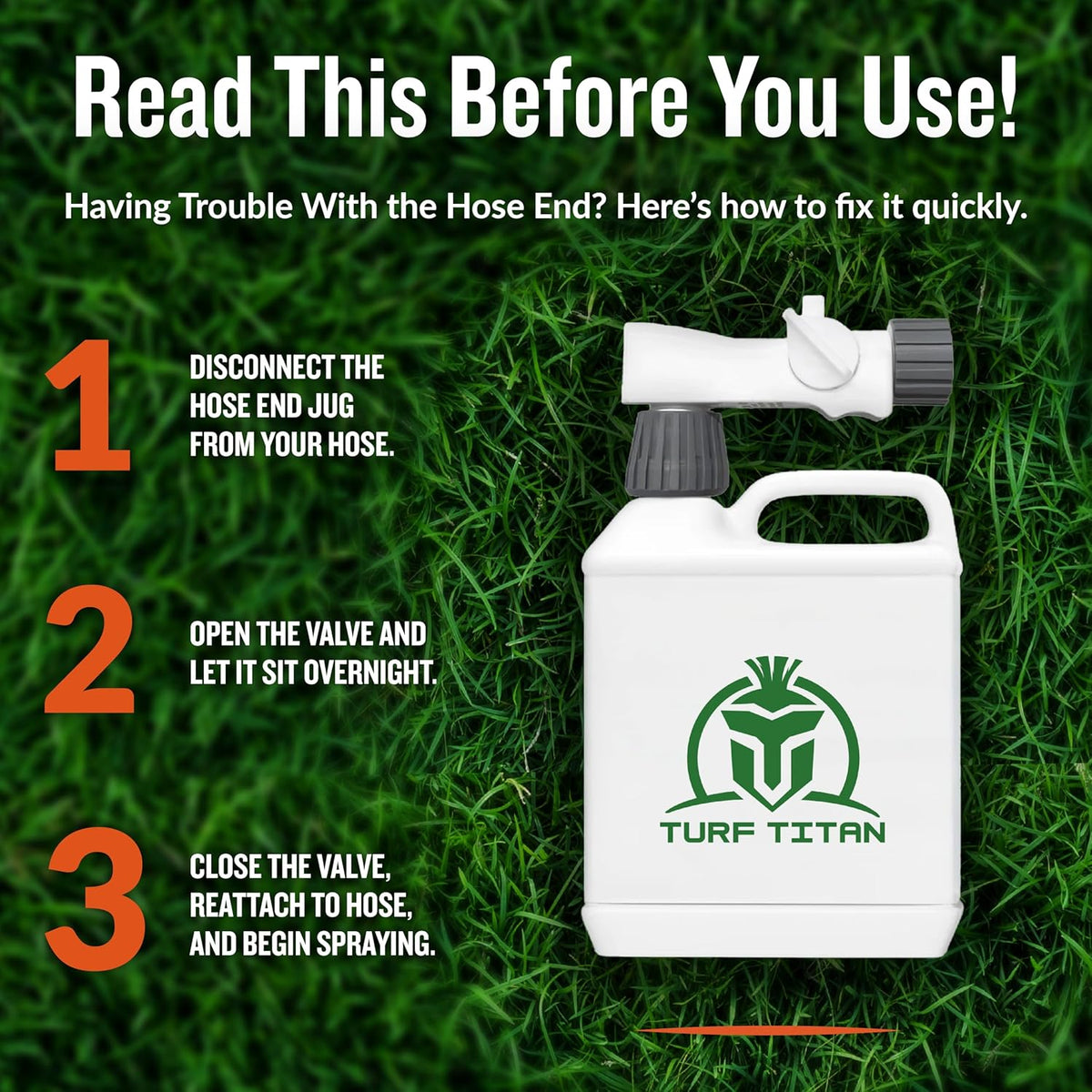 Turf Titan Lawn Advancer – Green Lawn Booster and Lawn Fertilizer (32 oz) – Fast-Acting Hose End Fertilizer Concentrate with Tri-Action Formula – Covers up to 8,000 Sq Ft