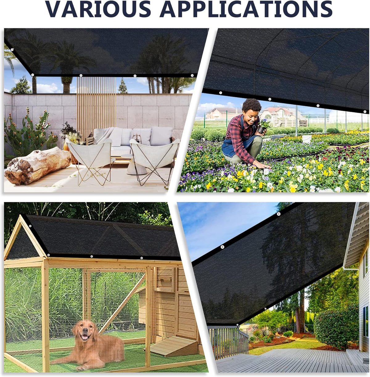 VICLLAX 50% Shade Cloth, 13x19FT Durable Black Mesh Trap with Every 3 FT Grommet, Sun Shade Fabric Netting for for Plants Cover, Greenhouse, Chicken Coop, Barn Kennel, Garden Patio