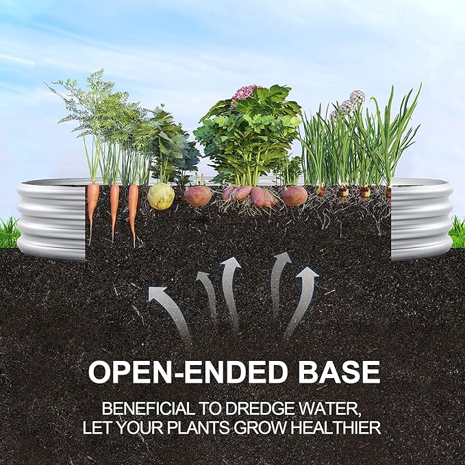 Land Guard 2Pcs Galvanized Raised Garden Bed Kit, 7.5×3×1ft Galvanized Planter Raised Garden Boxes Outdoor, Oval Large Metal Raised Garden Beds for Vegetables………