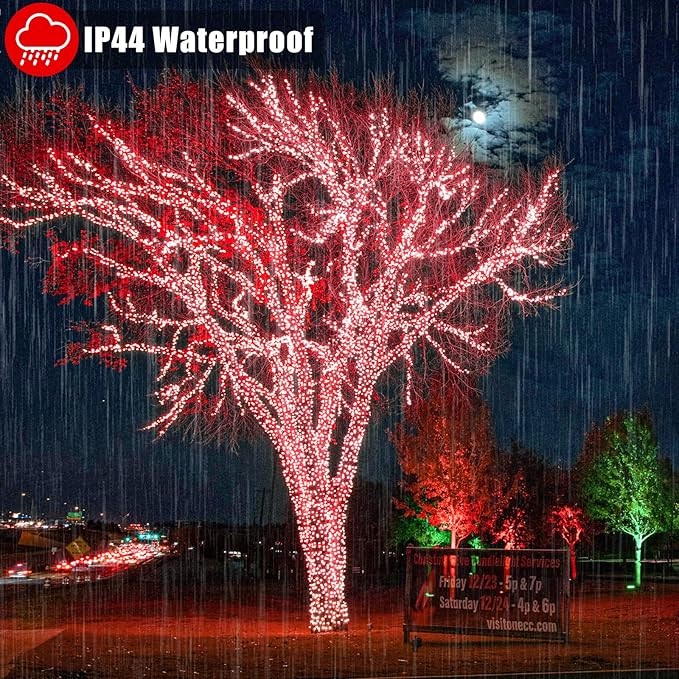 500 LED Red Christmas Lights, 165ft Red String Lights 8 Modes Clear Wire, Connectable Waterproof Plug in Red Twinkle Lights for Tree Bedroom Indoor Outdoor Christmas Decorations