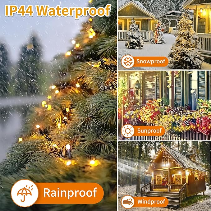 Christmas Light 1000 LEDs 336ft Green Cable Wire Fairy String Tree Twinkle Lights Plug in 12 Modes for Christmas Party, Outdoor, Garden, Wedding, Home Decoration (Multi Color)