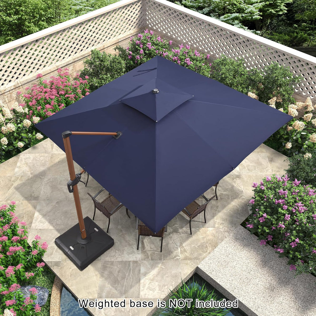 PURPLE LEAF 11ft Patio Umbrella Outdoor Square Umbrella Large Cantilever Umbrellas Windproof Offset Umbrellas Heavy Duty Sun Umbrella for Garden Deck Pool Patio, Navy Blue
