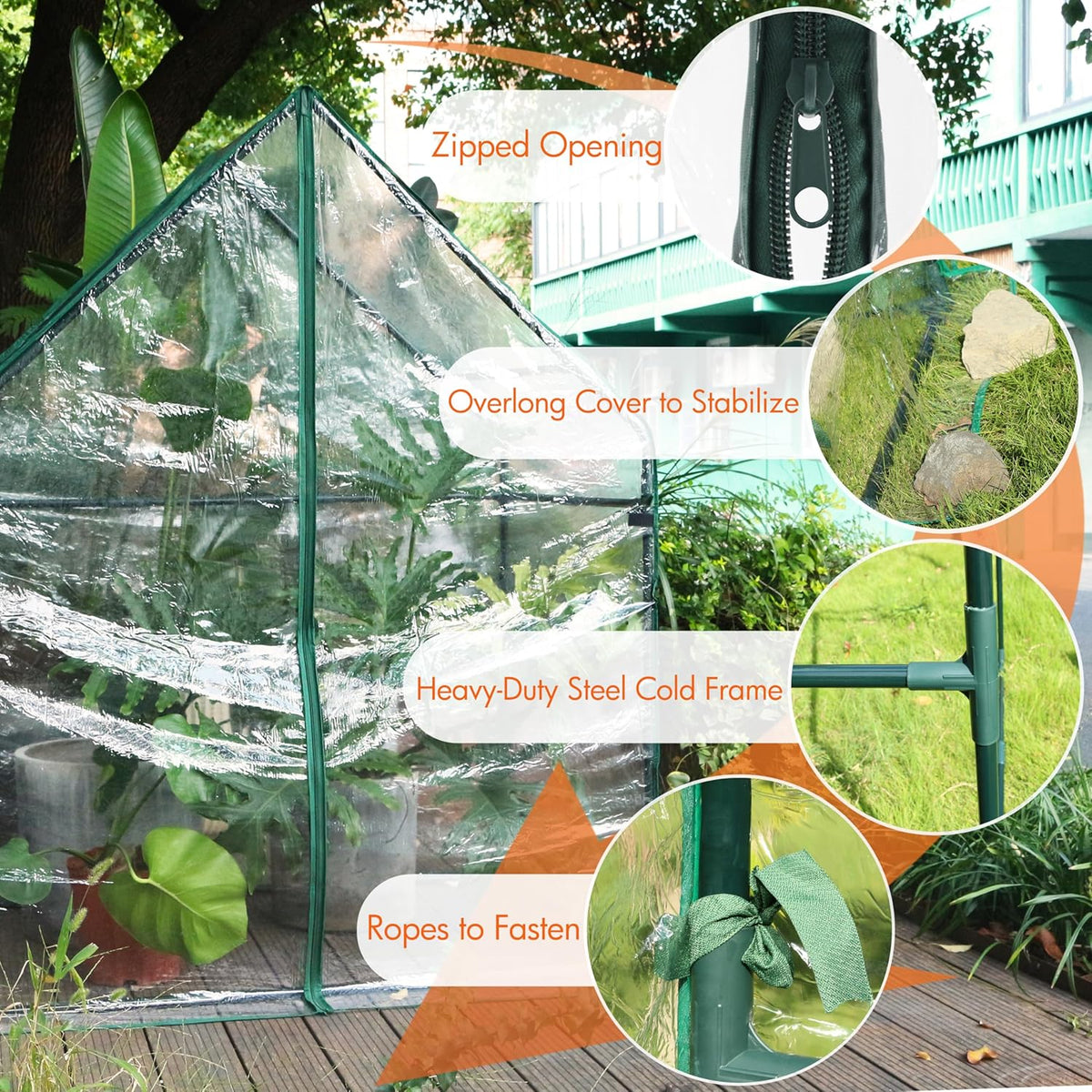 Gardzen Mini Greenhouse Heavy Duty Portable Green House, Clear Tent Small Greenhouse for Indoor Outdoor Plants 36.2”(L) x53.3”(W) x66.1”(H)