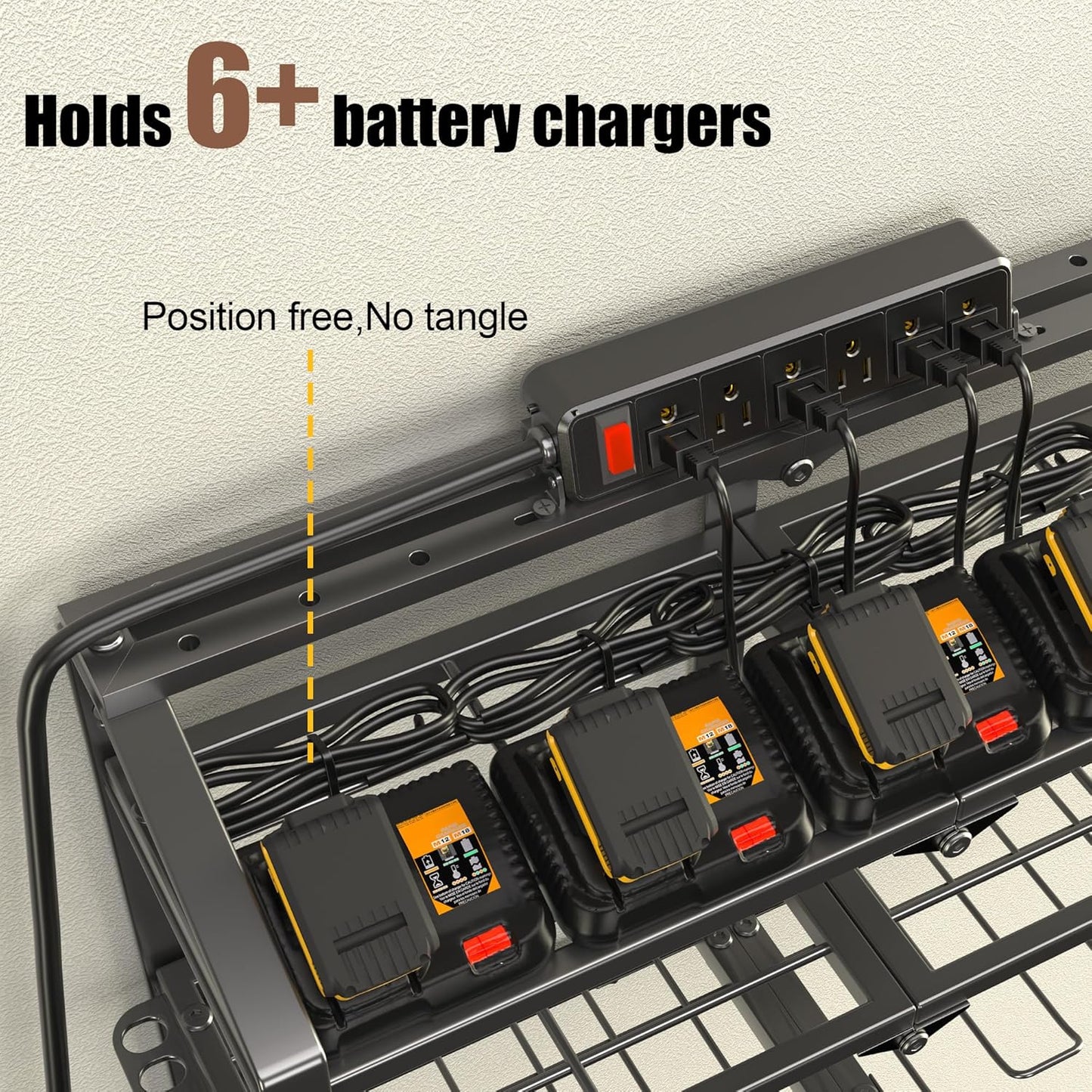 Heavy Duty Power Tool Organizer Wall Mount, 3 Layers Storage Rack with 6 Cordless Drill Holders, Garage Tool Organizer Storage for Workshop Shed, Charging Station Shelf, Father/Men Gifts