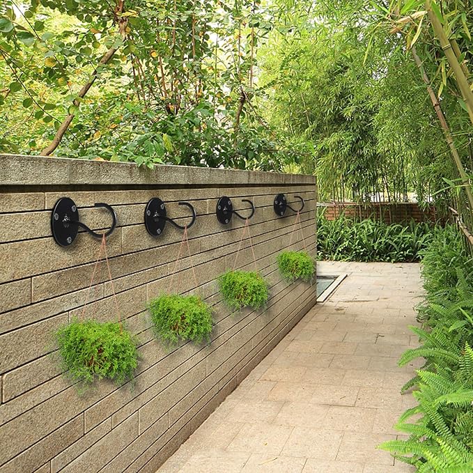 Ceiling Hooks for Hanging Plants - Metal Plant Bracket Iron Wall Mount Lanterns Hangers for Hanging Bird Feeders, Lanterns, Wind Chimes, Planters, Outdoor Decoration Hooks (Black)