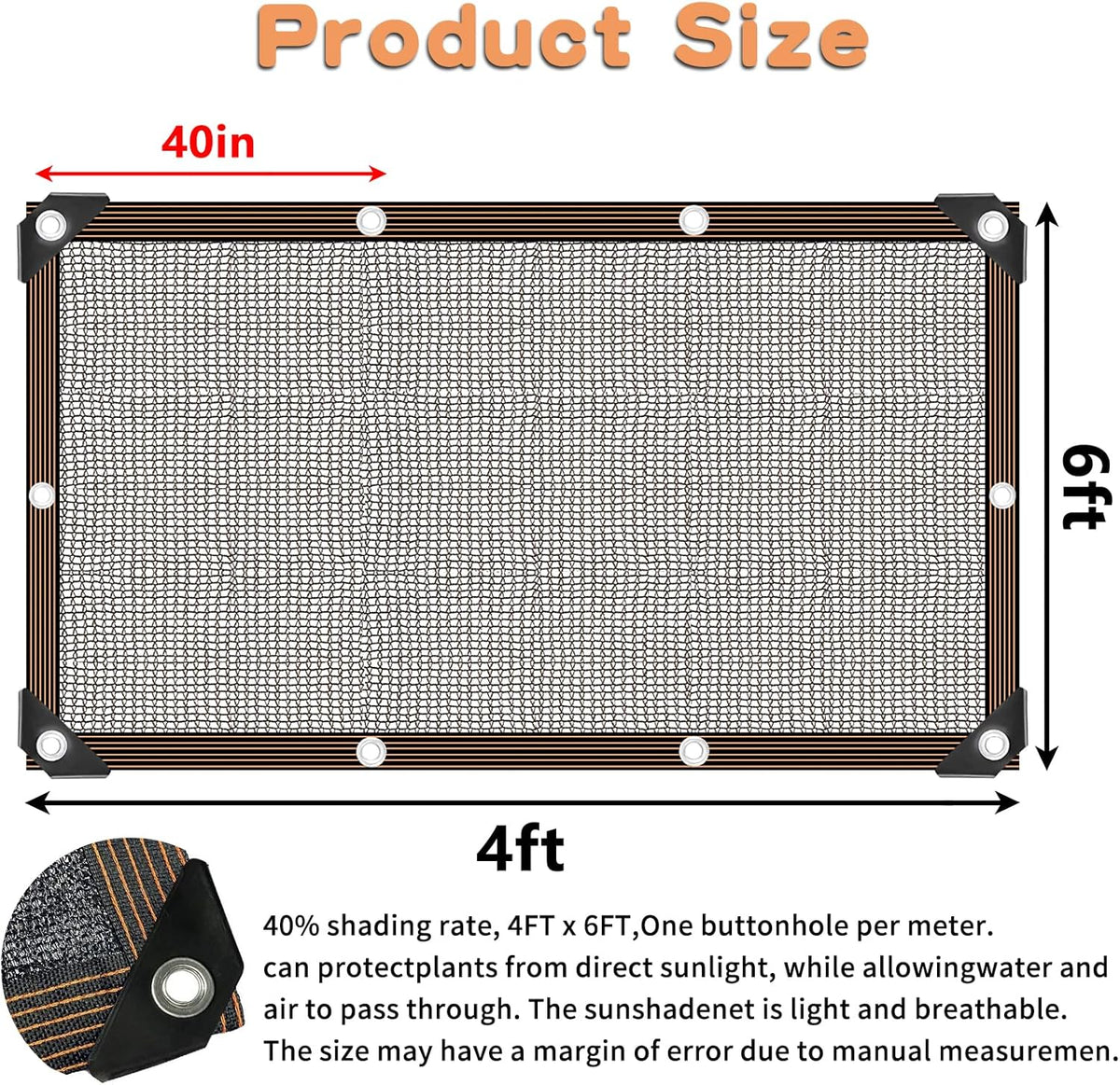 QLOFEI Shade Cloth for Patio, 40-50% Sunblock Mesh Tarp Shade Cloth with Grommets, Sun Shade Cloth for Garden Kennel Chicken Coop Pergola Greenhouse Plants Cover Shade Neting Cover, 4x6 FT
