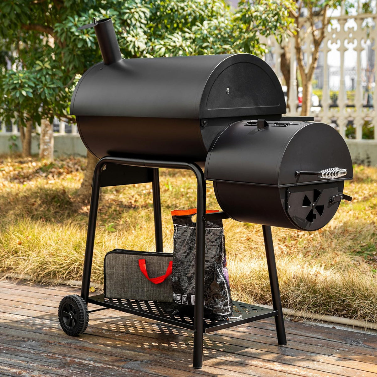 Royal Gourmet CC1830FC Charcoal Grill Offset Smoker (Grill + Cover), Black