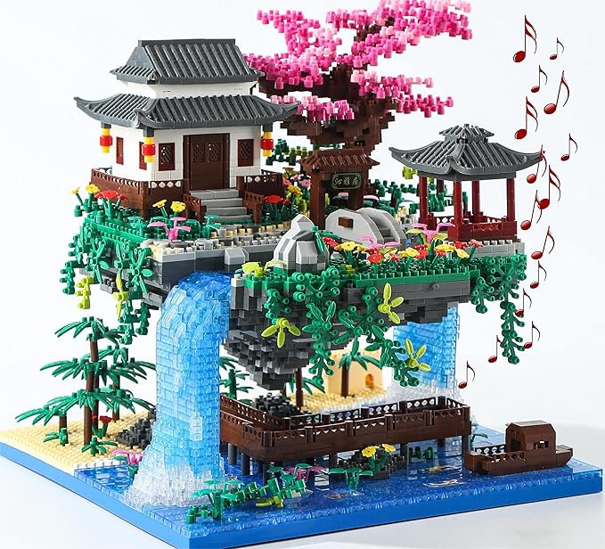 Cherry Blossom Tree Building Set with Gift Box, Original Music Cherry Blossom Tree House(Type :Symphony), Japanese Sakura Tree House Lights Building Kit3320 Pcs, Cherry Bonsai Building Set.