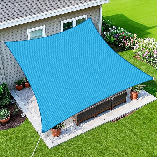 Amagenix Sun Shade Sail 16'X20' Curved Edge Outdoor Shade Canopy Turquoise Mixed Breathable 95% UV Block Shade Cloth for Patio Garden Backyard (We Make Custom Size)
