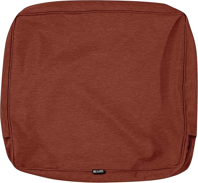 Classic Accessories Montlake Water-Resistant 21 x 22 x 4 Inch Patio Lounge Back Cushion, Heather Henna Red, Outdoor Loveseat Cushions