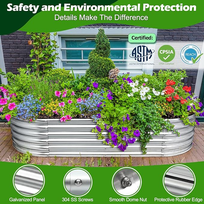 7x3x1.4ft Galvanized Raised Garden Bed, Upgraded with X-Shaped Support Rods, Large Raised Garden Beds Outdoor, Raised Bed for Planting Vegetables, Flowers, Fruits