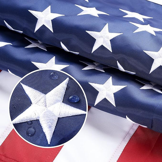 American Flag 15x25 Outside, US Flags for Outdoor Indoor, Heavy Duty Durable, Deluxe Embroidered Stars, Brass Grommets, Sewn Stripes, Vivid Color, Fade Resistant and waterproof